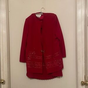 Elegant Red Dress and Jacket Set